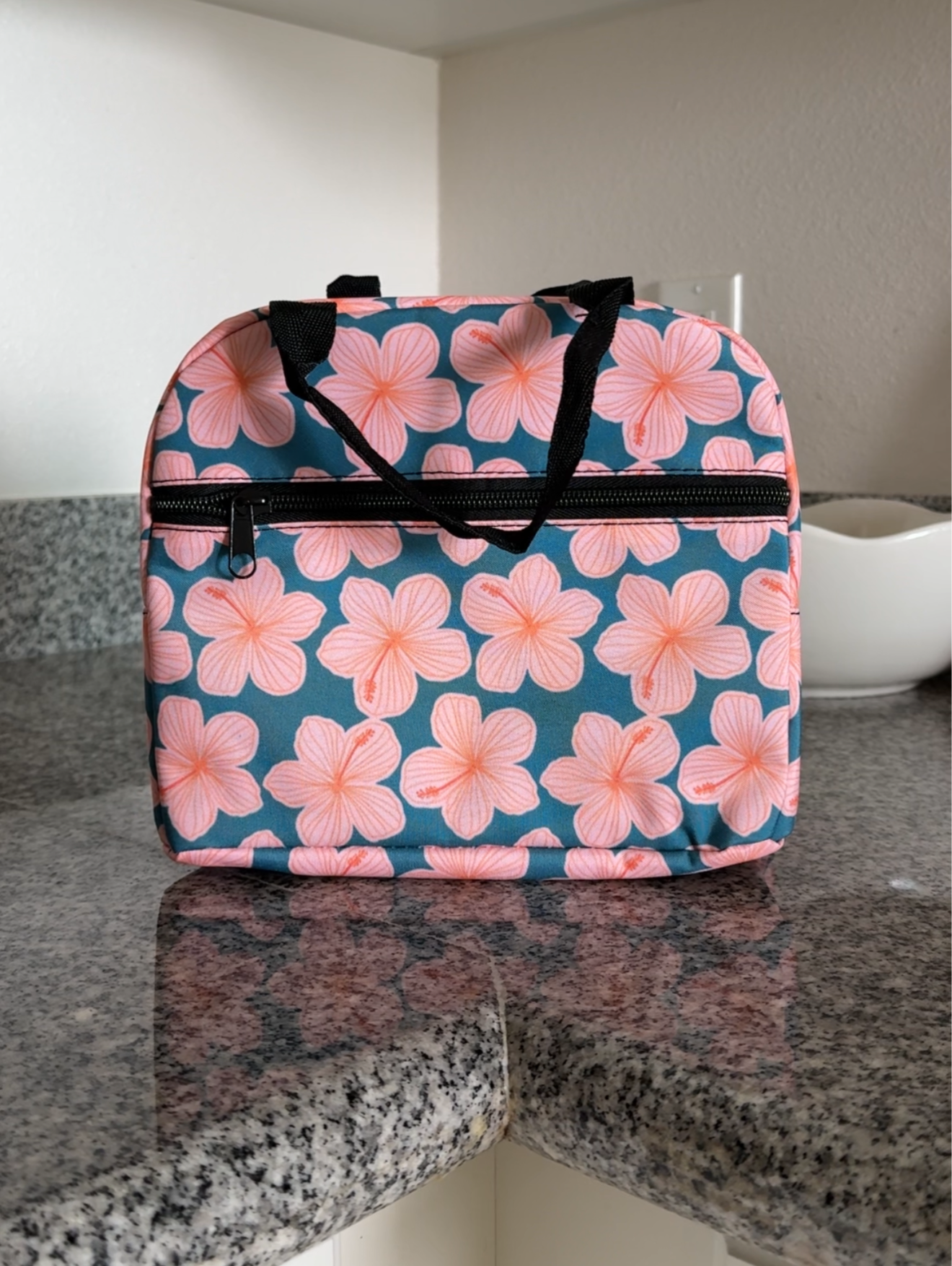 Pink/Blue Hibiscus Lunch Bag