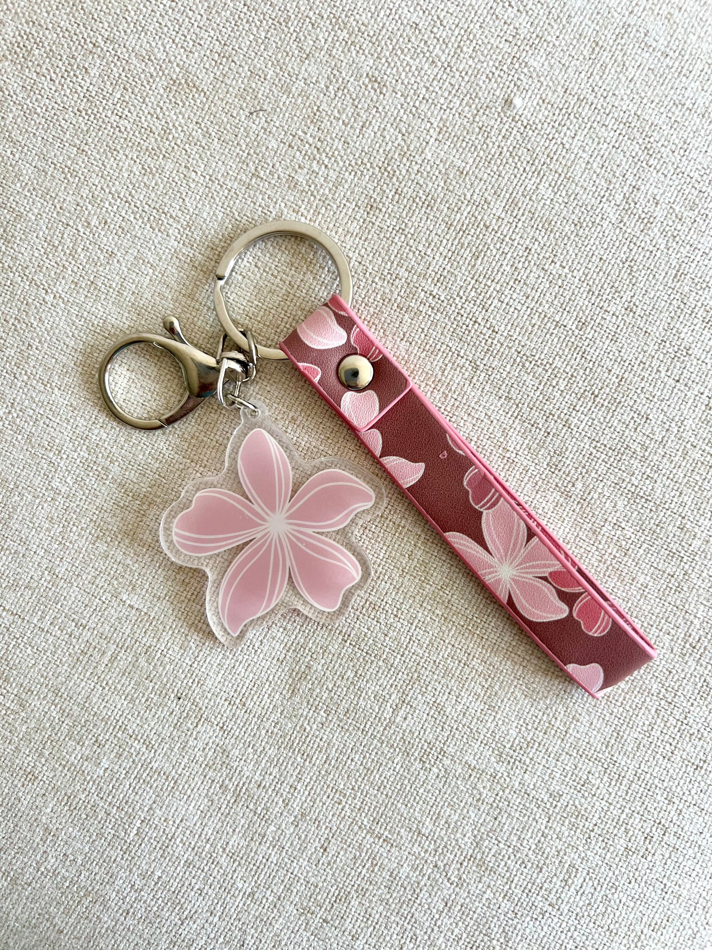 Retro Plumeria Keychain