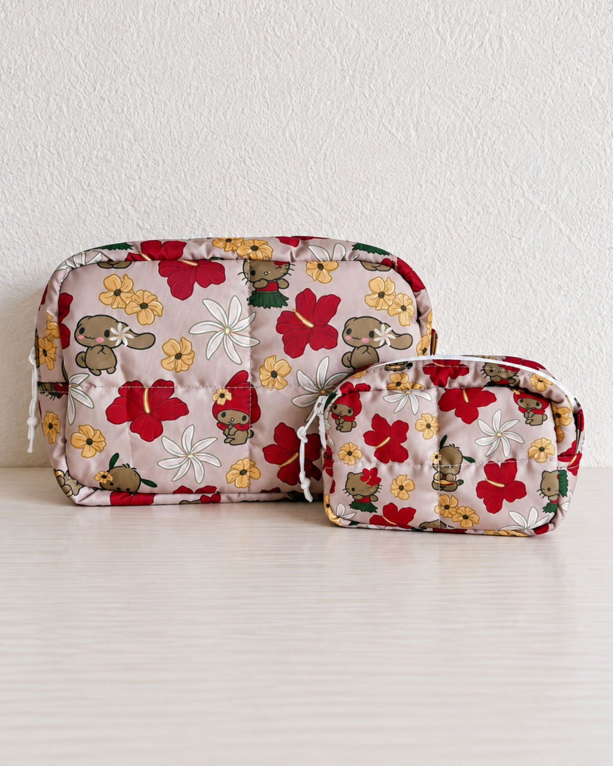 Tan Sanrio Puffy Pouch (TattedMum Creations x Reiko)