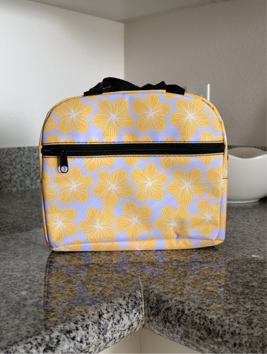 Periwinkle/Yellow Hibiscus Lunch Bag