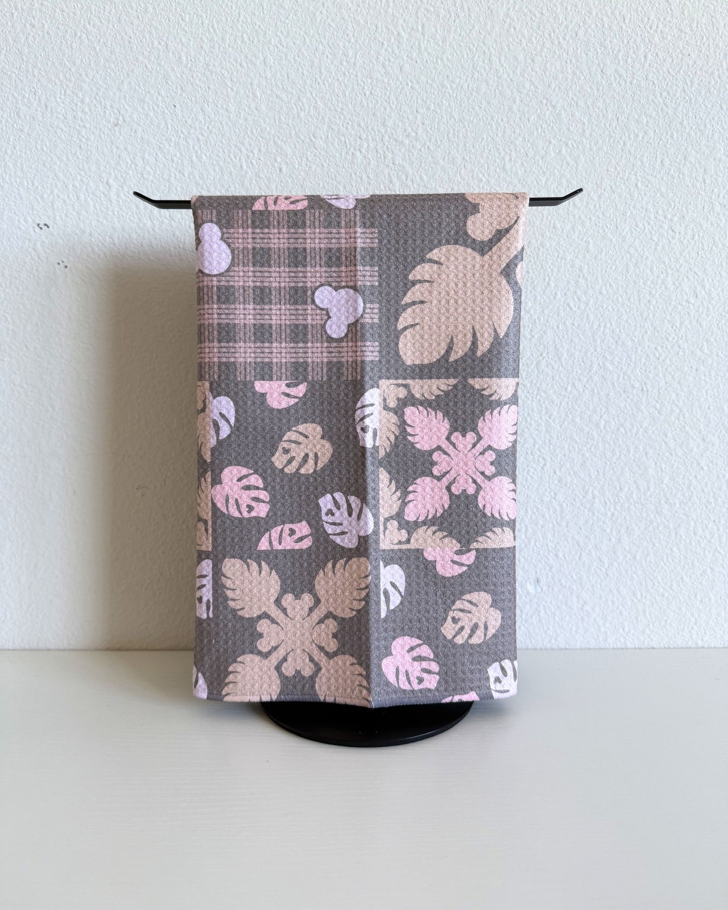 Gray Magical Monstera Microfiber Towel (Jess Made with Aloha x Reiko)