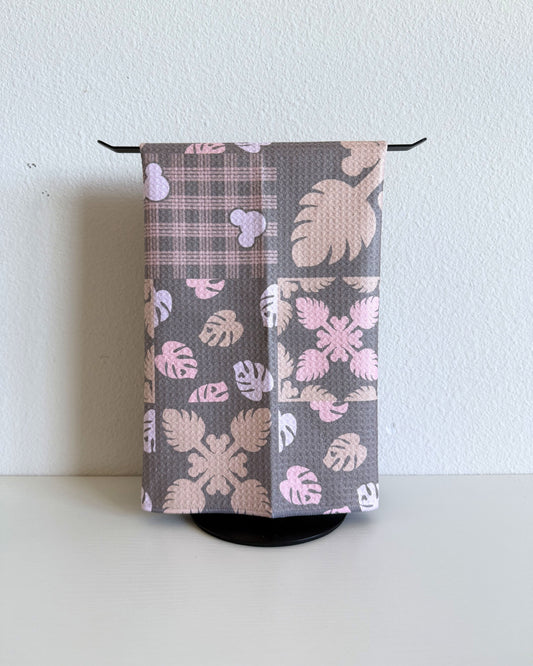Gray Magical Monstera Microfiber Towel (Jess Made with Aloha x Reiko)