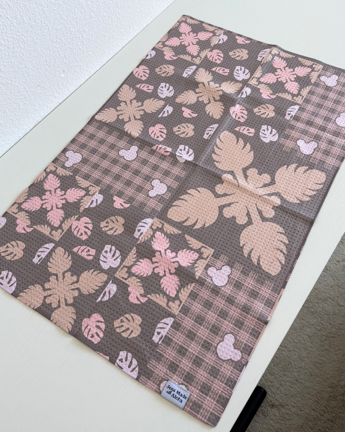 Gray Magical Monstera Microfiber Towel (Jess Made with Aloha x Reiko)