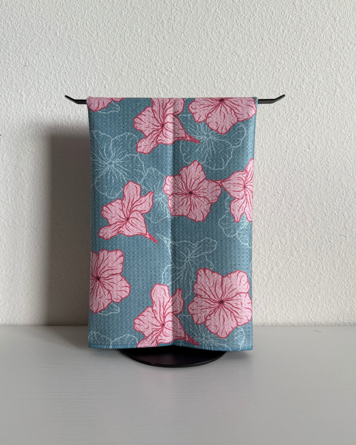 Blue Pink Flowers Microfiber Towel (Hekili Designs x Reiko)