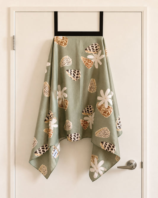 Sage Tiare and Shells Go Anywhere Microfiber Towel