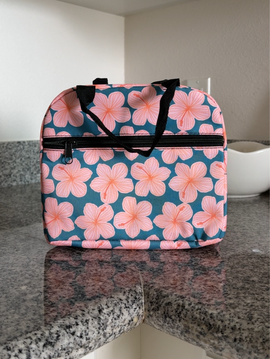 Pink/Blue Hibiscus Lunch Bag