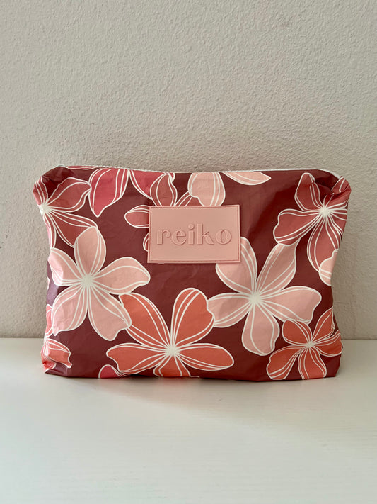 Retro Plumeria Medium Pouch